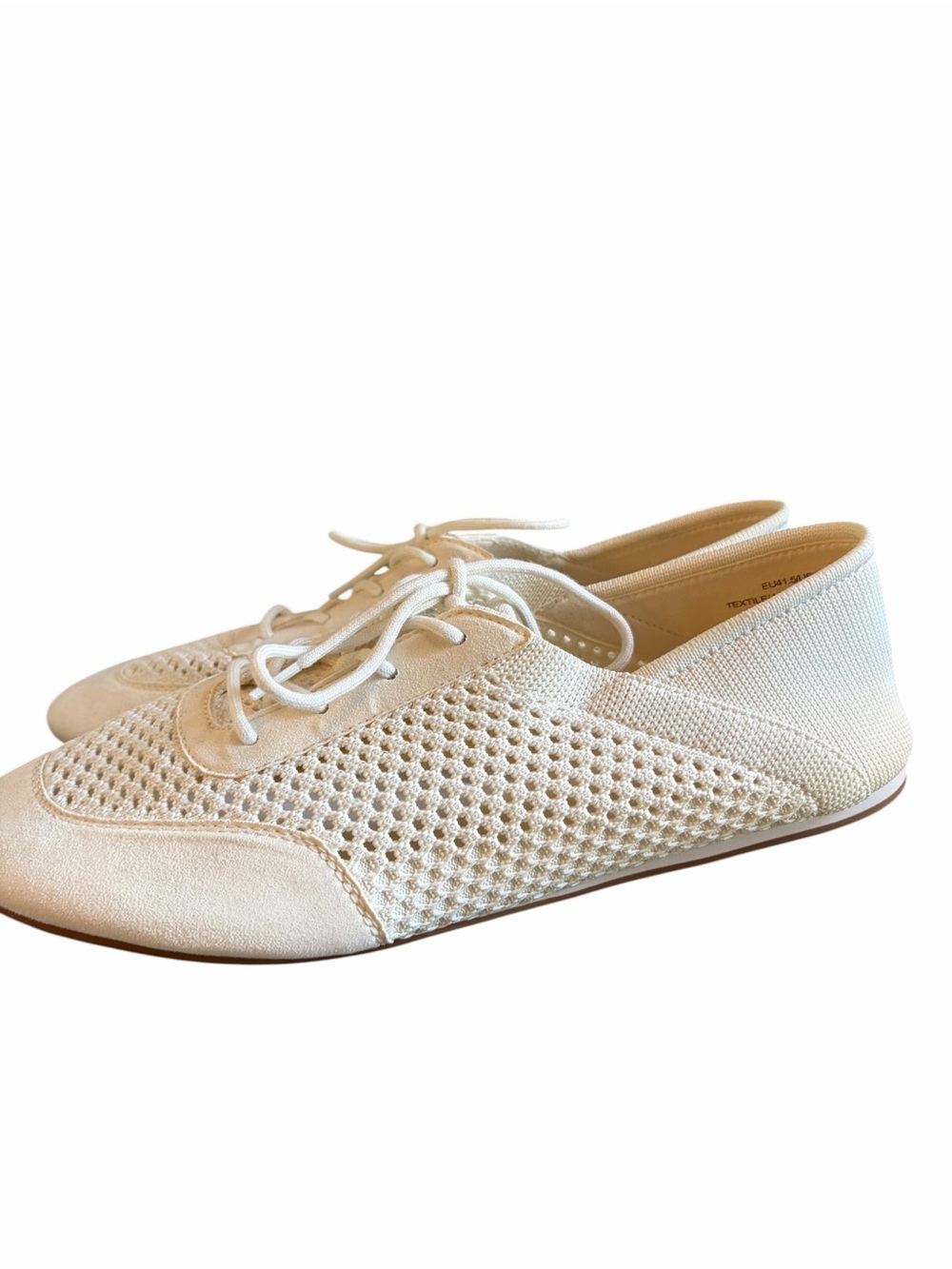 VIVAIA Yara Mesh Sneakerina Lace Up Flat Sneaker Cream Ivory Size 10 - Picture 4 of 10